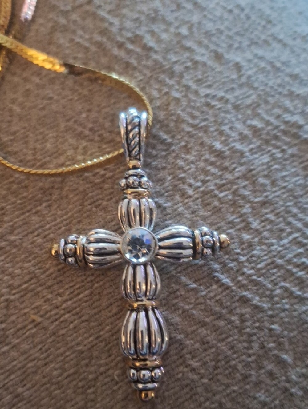 Monet Gold & Silver Tone Cross Pendant Necklace